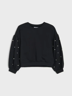 Sinsay - Bawełniana bluza crewneck - czarny