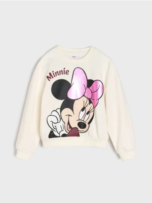 Sinsay - Bawełniana bluza crewneck Minnie Mouse - kremowy