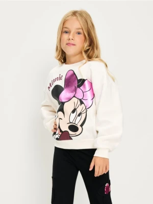 Sinsay - Bawełniana bluza crewneck Minnie Mouse - kremowy