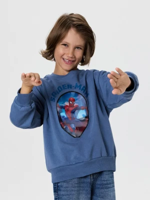 Sinsay - Bawełniana bluza crewneck Spider-Man - niebieski