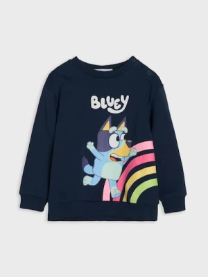 Sinsay - Bawełniana bluza crewneck z nadrukiem Bluey - fioletowy