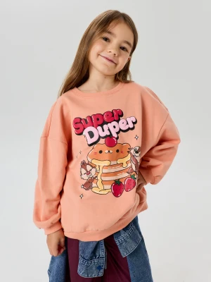 Sinsay - Bawełniana bluza crewneck z nadrukiem Disney - różowy