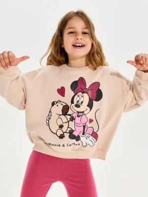 Sinsay - Bawełniana bluza crewneck z nadrukiem Minnie Mouse - brązowy