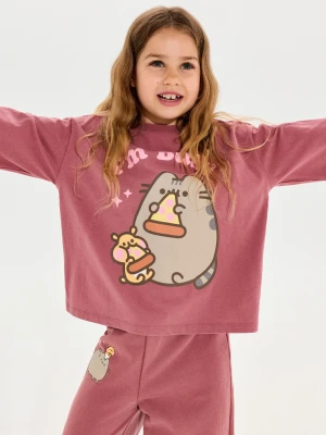 Sinsay - Bawełniana bluza crewneck z nadrukiem Pusheen the Cat - czerwony