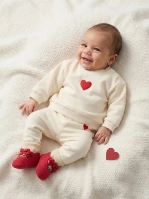 Sinsay - Bawełniana bluza crewneck z napisem na plecach - kremowy