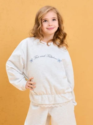 Sinsay - Bawełniana bluza crewneck z napisem - szary