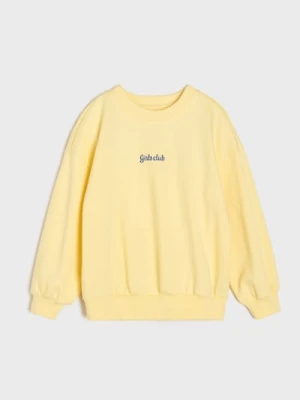 Sinsay - Bawełniana bluza crewneck z napisem - żółty