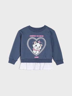 Sinsay - Bawełniana bluza crewneck z ozdobną falbanką Marie - mid blue