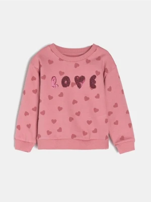 Sinsay - Bawełniana bluza crewneck z połyskującymi cekinami - różowy