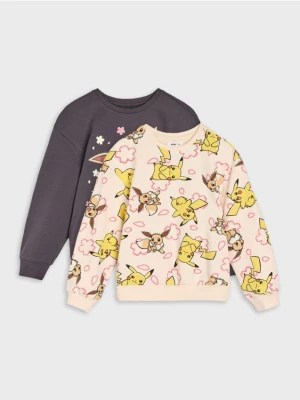 Sinsay - Bawełniana bluza crewneck ze wzorem Pokemon 2 pack - szary