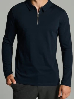 Sinsay - Bawełniana bluza polo - granatowy