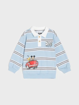 Sinsay - Bawełniana bluza polo w paski z nadrukiem Mickey Mouse - szary