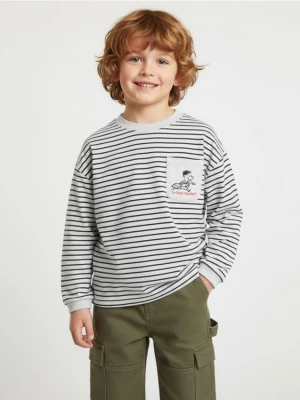 Sinsay - Bawełniana bluza w paski Le Petit Nicolas - szary