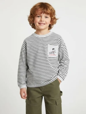 Sinsay - Bawełniana bluza w paski Le Petit Nicolas - szary