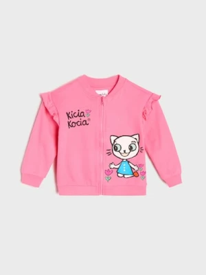 Sinsay - Bawełniana bluza z falbanami zapinana na zamek Kitty Kotty - różowy