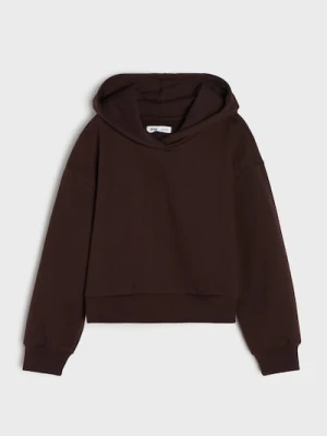 Sinsay - Bawełniana bluza z kapturem - brązowy