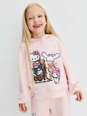 Sinsay - Bawełniana bluza z kapturem Hello Kitty and Friends - różowy