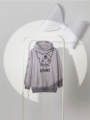 Sinsay - Bawełniana bluza z kapturem Kuromi - szary
