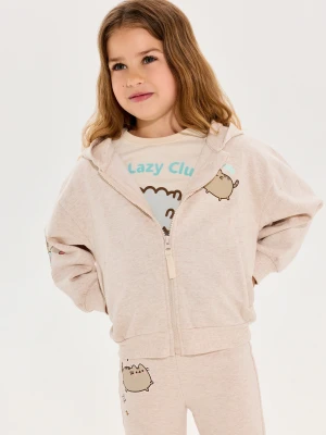 Sinsay - Bawełniana bluza z kapturem Pusheen the Cat - kremowy