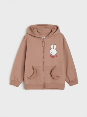 Sinsay - Bawełniana bluza z kapturem z nadrukiem na plecach Miffy - brązowy