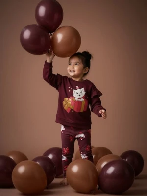 Sinsay - Bawełniana bluza z nadrukiem The Aristocats - bordowy