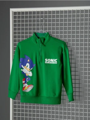 Sinsay - Bawełniana bluza ze stójką Sonic the Hedgehog - zielony