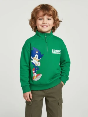 Sinsay - Bawełniana bluza ze stójką Sonic the Hedgehog - zielony