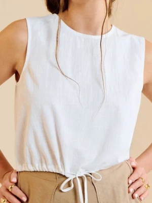 Sinsay - Bawełniana bluzka bez rękawów - biały