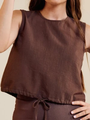 Sinsay - Bawełniana bluzka bez rękawów - brązowy