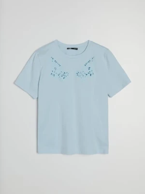 Sinsay - Bawełniana bluzka - niebieski