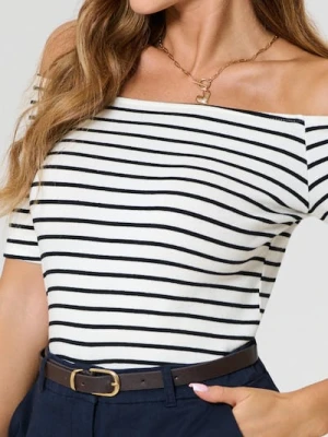 Sinsay - Bawełniana bluzka w paski - wielobarwny