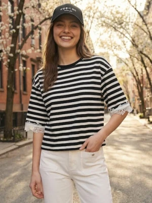 Sinsay - Bawełniana bluzka w paski - wielobarwny