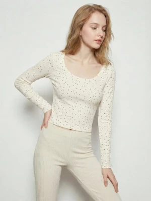 Sinsay - Bawełniana bluzka z długim rękawem - wielobarwny