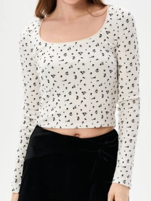 Sinsay - Bawełniana bluzka z długim rękawem - wielobarwny