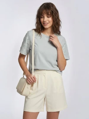 Sinsay - Bawełniana bluzka z haftem - kremowy