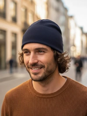 Sinsay - Bawełniana czapka basic - granatowy