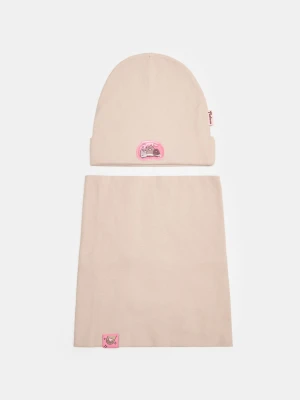 Sinsay - Bawełniana czapka i komin 2 pack Pusheen the Cat - beżowy