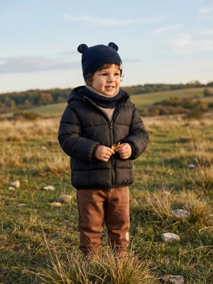 Sinsay - Bawełniana czapka typu beanie z uszkami - granatowy