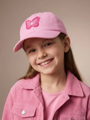 Sinsay - Bawełniana czapka z daszkiem i haftem - różowy