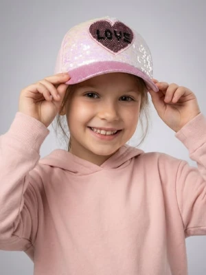 Sinsay - Bawełniana czapka z daszkiem w cekiny - różowy