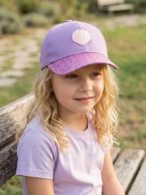 Sinsay - Bawełniana czapka z daszkiem z brokatem i muszlą - fioletowy