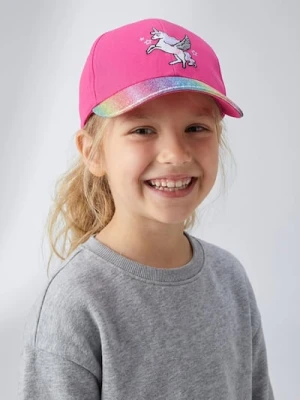 Sinsay - Bawełniana czapka z daszkiem z motywem jednorożca - różowy