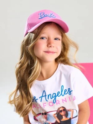 Sinsay - Bawełniana czapka z daszkiem z napisem Barbie - różowy