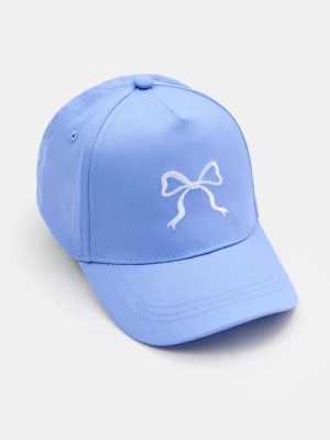 Sinsay - Bawełniana czapka z haftowaną kokardą - błękitny