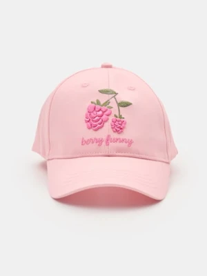 Sinsay - Bawełniana czapka z ozdobnym haftem - różowy