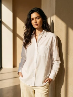 Sinsay - Bawełniana koszula - biały