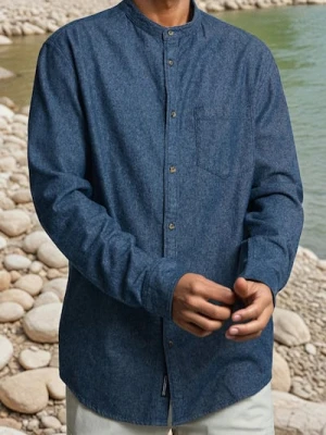 Sinsay - Bawełniana koszula - granatowy