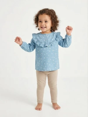 Sinsay - Bawełniana koszula jeansowa ze wzorem - niebieski