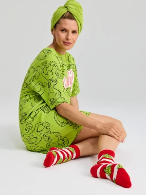 Sinsay - Bawełniana koszula nocna Grinch - zielony