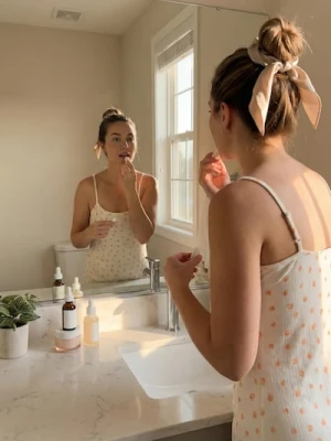 Sinsay - Bawełniana koszula nocna na ramiączkach - biały